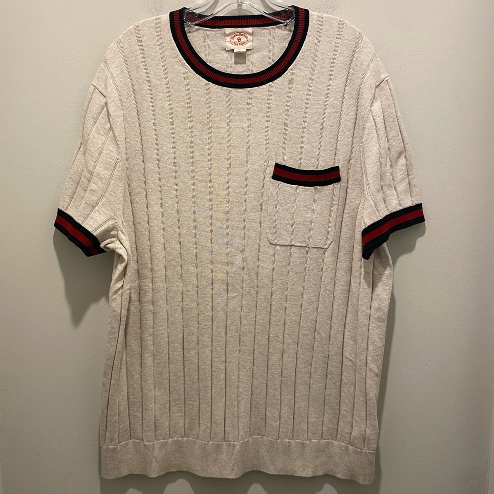 Brooks Brothers Ribbed Cotton Ringer Short Sleeve Sweater Men’s Size XL EUC